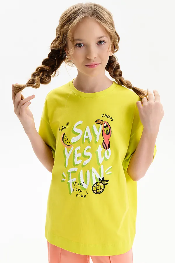 Футболка для девочек PELICAN, яблочный - фото 2