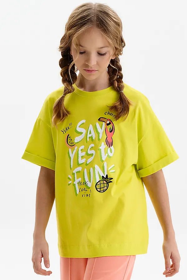 Футболка для девочек PELICAN, яблочный - фото 2