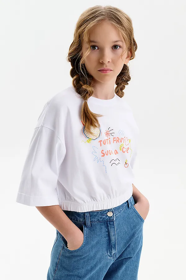 Футболка-топ для девочек PELICAN, белый - фото 2