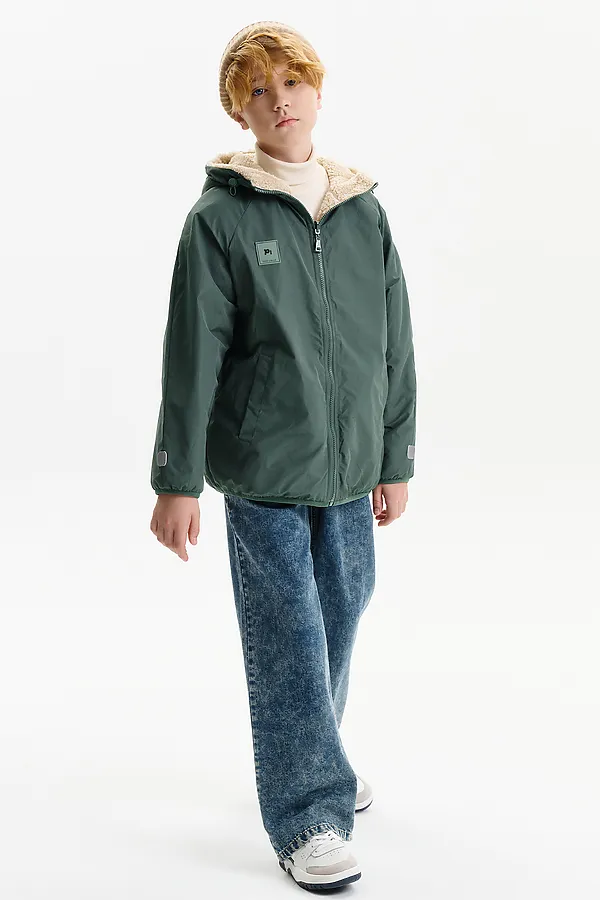 Двусторонняя ветровка для мальчиков PELICAN, хаки - фото 2