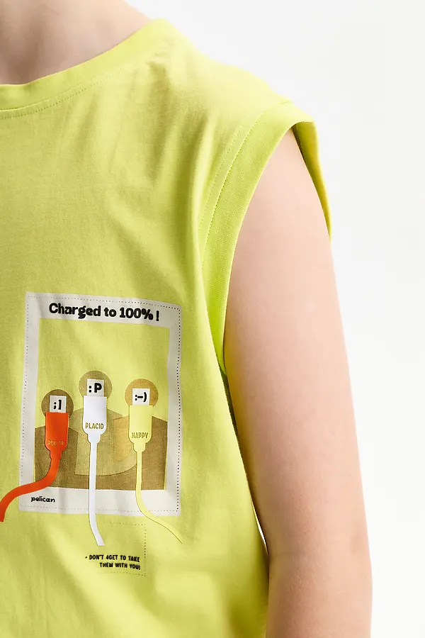 Майка для мальчиков PELICAN, яблочный - фото 2