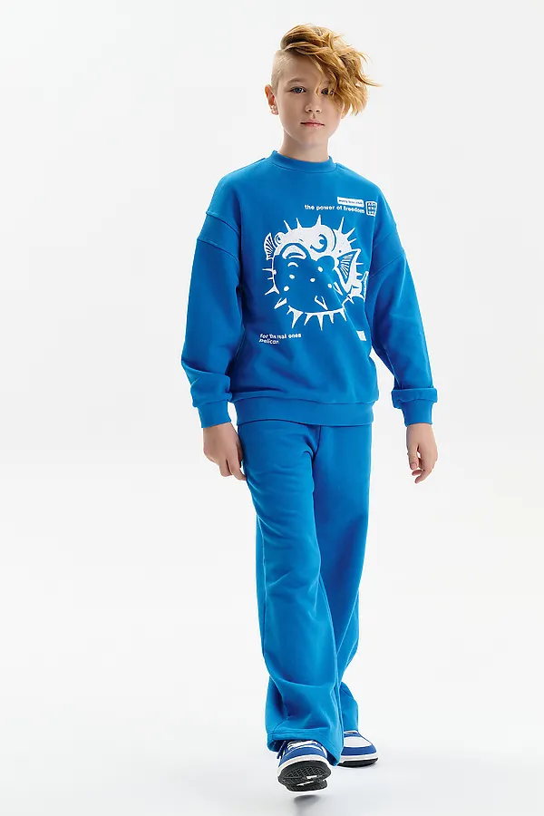 Толстовка для мальчиков PELICAN, лазурный - фото 2