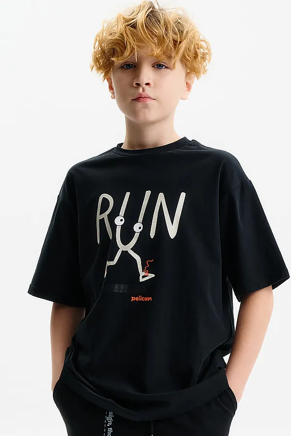 Футболка для мальчиков PELICAN, черный - фото 2