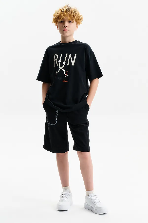 Футболка для мальчиков PELICAN, черный - фото 2