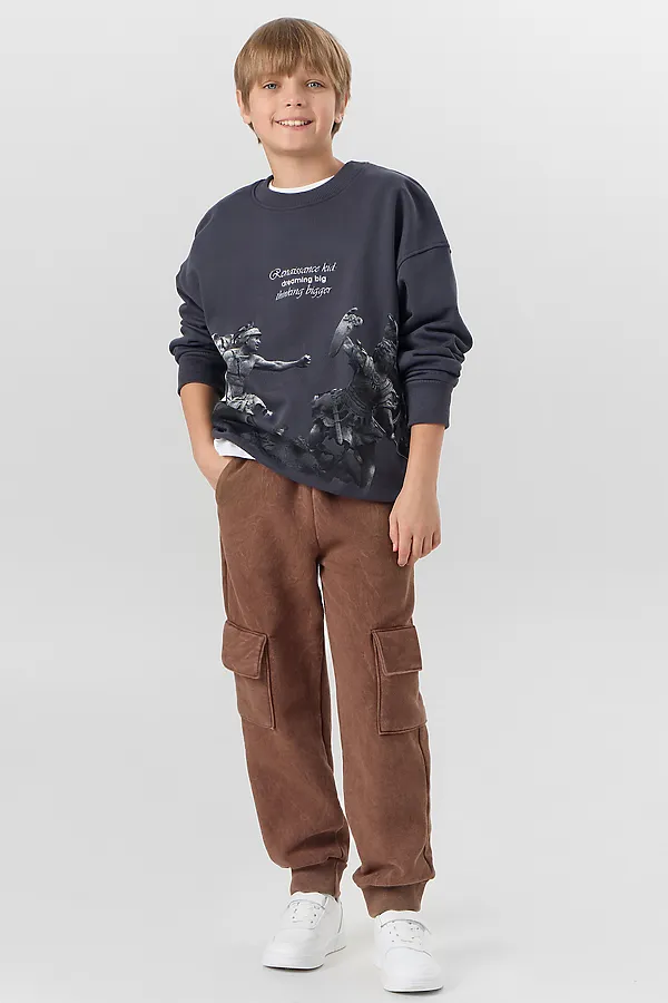 Брюки для мальчиков MARK FORMELLE, acid wash коричневый - фото 2