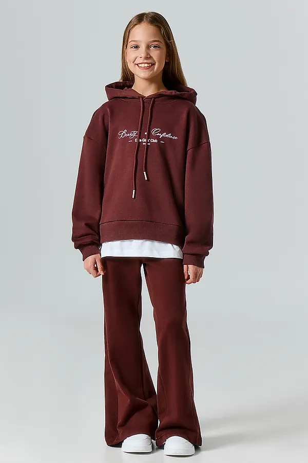 Худи для девочек MARK FORMELLE, коричневый +печать - фото 2