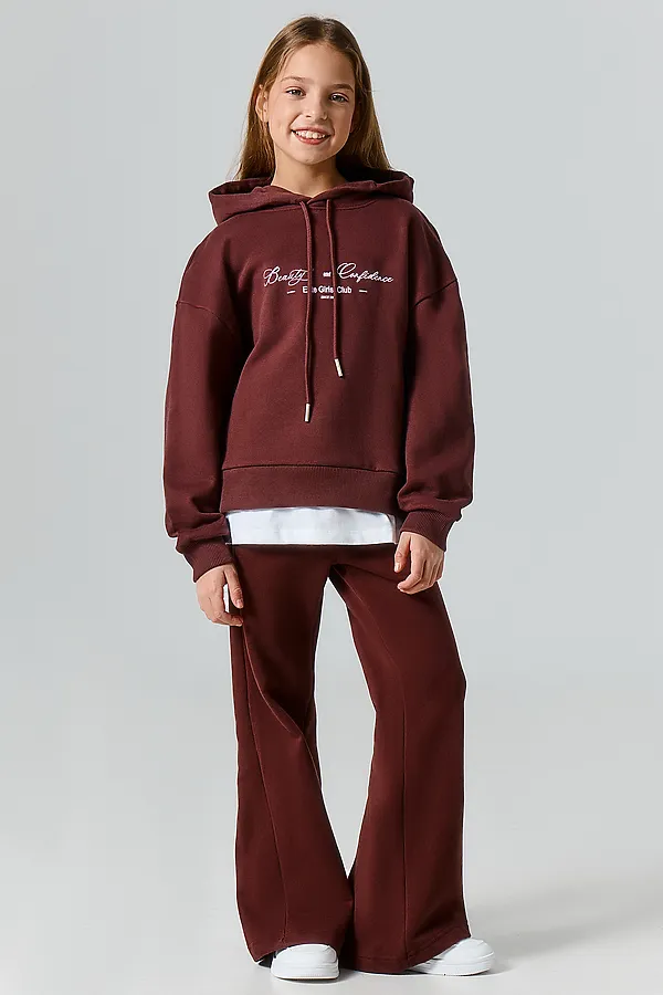 Худи для девочек MARK FORMELLE, коричневый +печать - фото 2