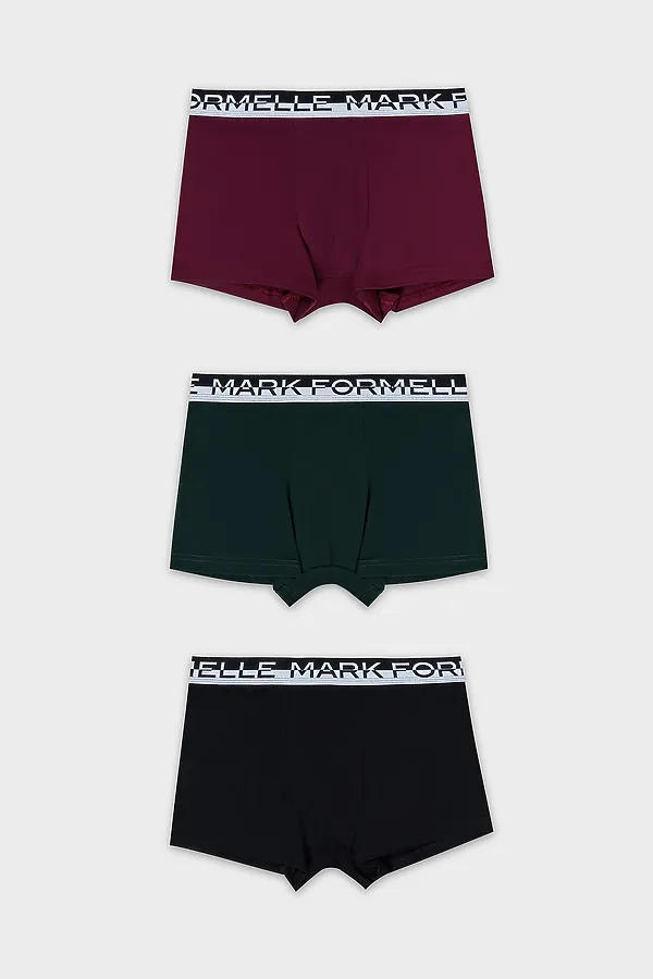 Трусы мужские (3шт) MARK FORMELLE, зеленый бархат +темный кармин +черный - фото 2