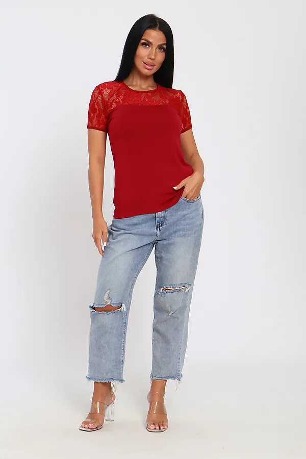 Футболка 35124 НАТАЛИ, бордо - фото 2