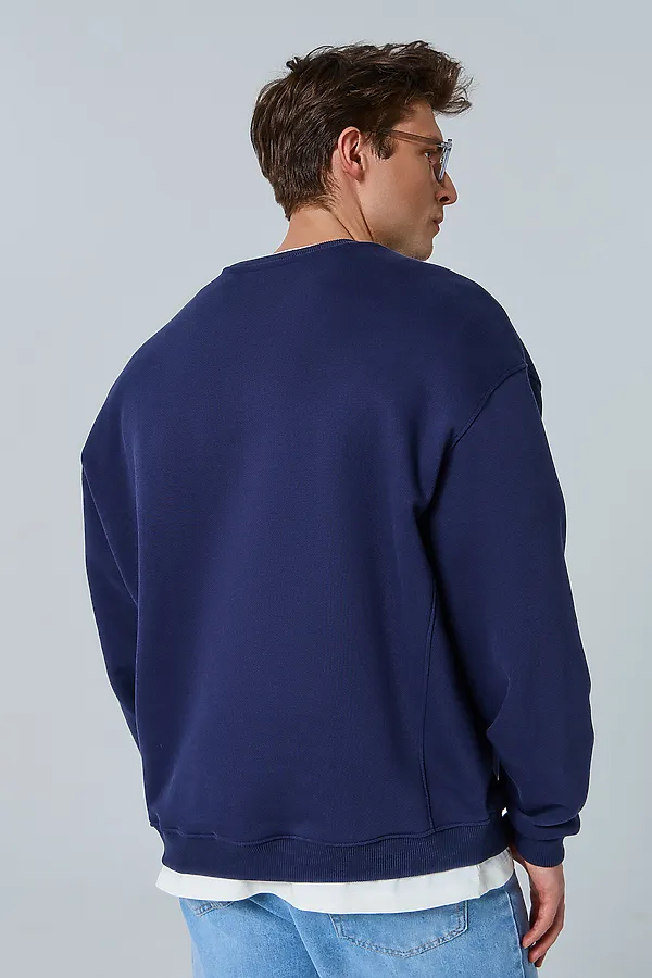 Свитшот мужской MARK FORMELLE, полуночно -синий +печать - фото 2