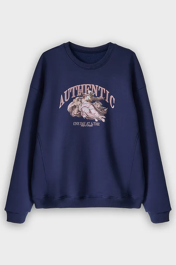 Свитшот мужской MARK FORMELLE, полуночно -синий +печать - фото 2