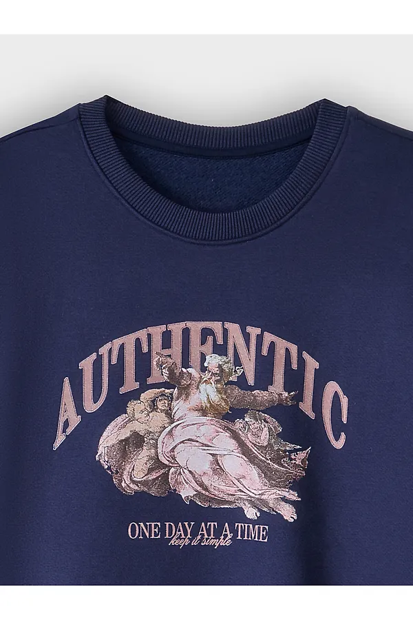 Свитшот мужской MARK FORMELLE, полуночно -синий +печать - фото 2