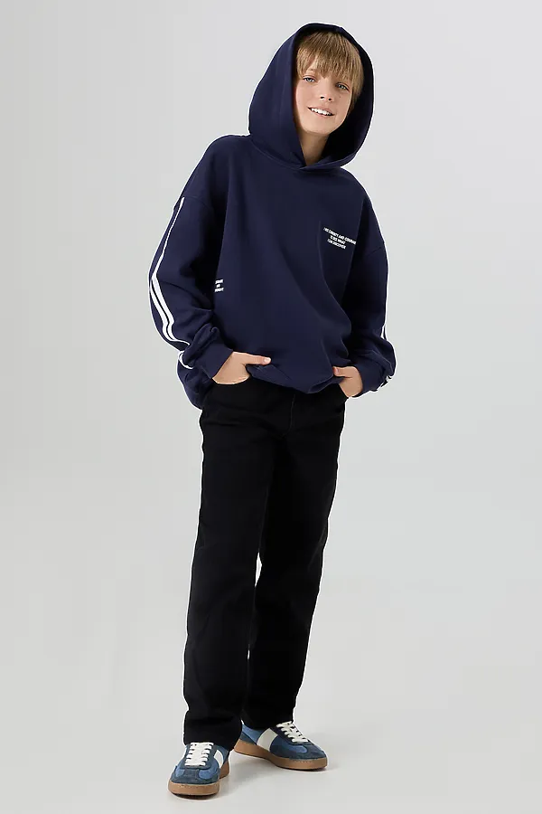 Худи для мальчиков MARK FORMELLE, полуночно -синий +печать - фото 2