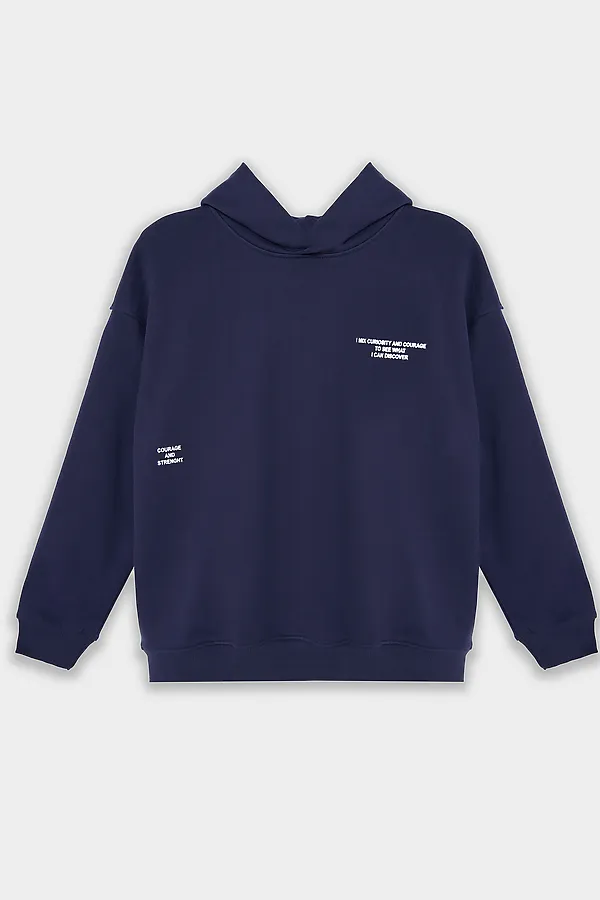 Худи для мальчиков MARK FORMELLE, полуночно -синий +печать - фото 2