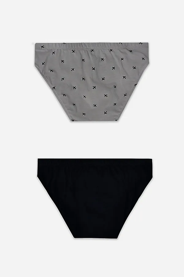 Трусы для мальчиков (2шт.) MARK FORMELLE, черный +самолеты на сером - фото 2