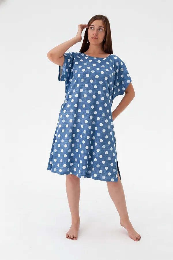 Платье в горох арт. 796 НАТАЛИ, синий-белый - фото 2
