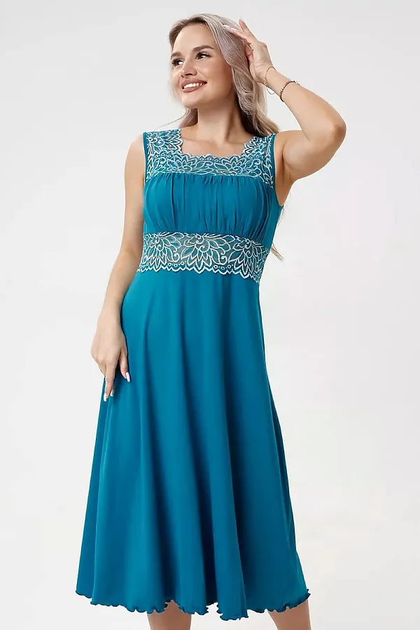 Сорочка Риана длинная НАТАЛИ, бирюза - фото 2