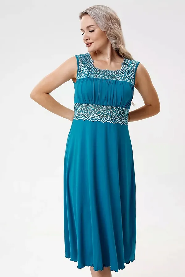 Сорочка Риана длинная НАТАЛИ, бирюза - фото 2