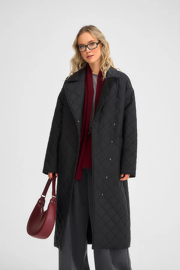 Стеганный утепленный плащ. HOOPS, черный - фото 2