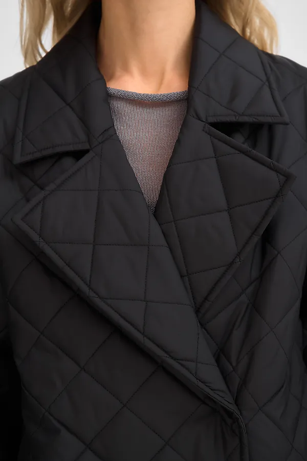Стеганный утепленный плащ. HOOPS, черный - фото 2