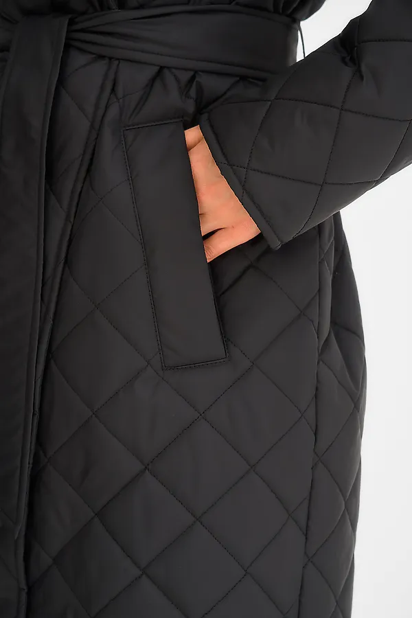 Стеганный утепленный плащ. HOOPS, черный - фото 2