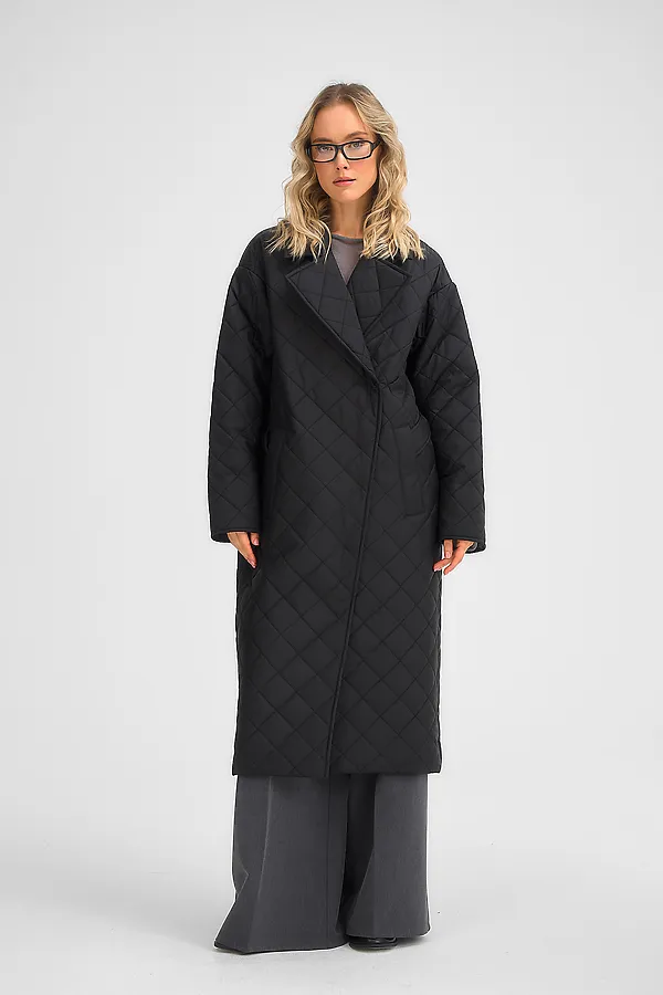 Стеганный утепленный плащ. HOOPS, черный - фото 2