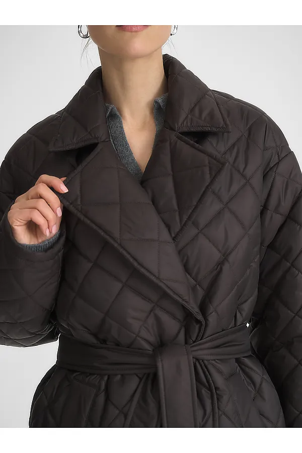 Стеганный утепленный плащ. HOOPS, коричневый - фото 2