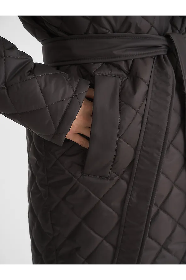 Стеганный утепленный плащ. HOOPS, коричневый - фото 2