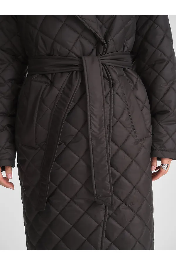 Стеганный утепленный плащ. HOOPS, коричневый - фото 2