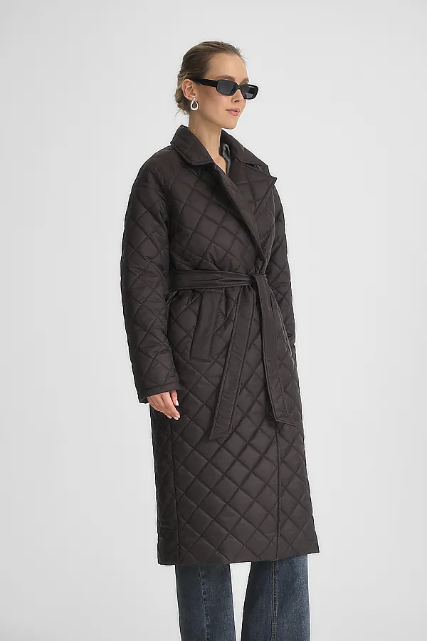 Стеганный утепленный плащ. HOOPS, коричневый - фото 2