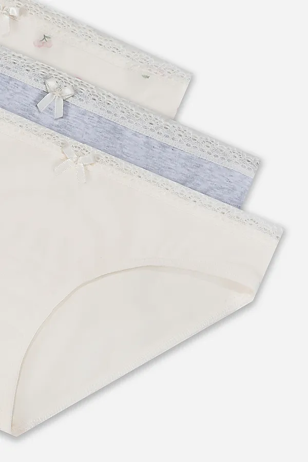 Трусы для девочек (3шт.) MARK FORMELLE, персиковые вишенки на молочном - фото 2