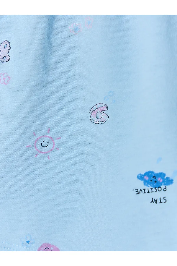 Комплект женский (футболка, шорты) MARK FORMELLE, голубое небо +ракушки на голубом - фото 2