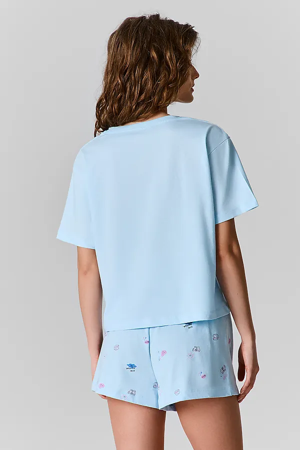 Комплект женский (футболка, шорты) MARK FORMELLE, голубое небо +ракушки на голубом - фото 2
