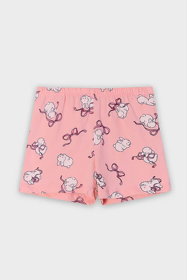 Комплект для девочек (футболка, шорты) MARK FORMELLE, розовый +зайчики на розовом - фото 2