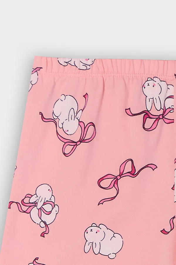 Комплект для девочек (футболка, шорты) MARK FORMELLE, розовый +зайчики на розовом - фото 2