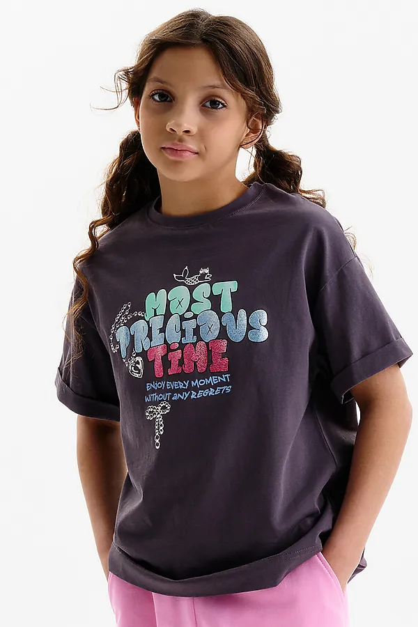 Футболка для девочек PELICAN, темно-серый - фото 2