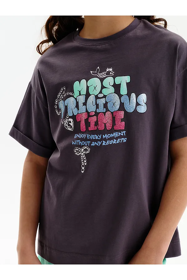 Футболка для девочек PELICAN, темно-серый - фото 2