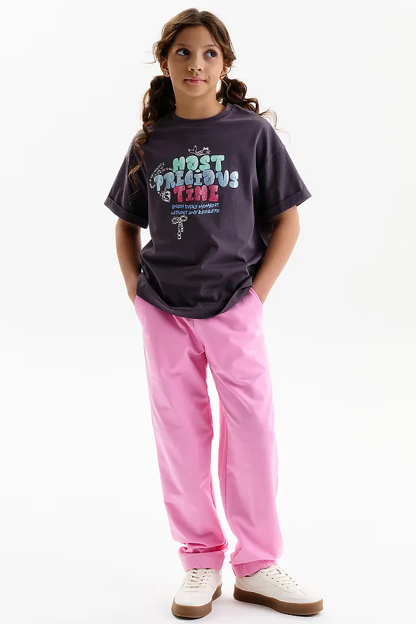 Футболка для девочек PELICAN, темно-серый - фото 2