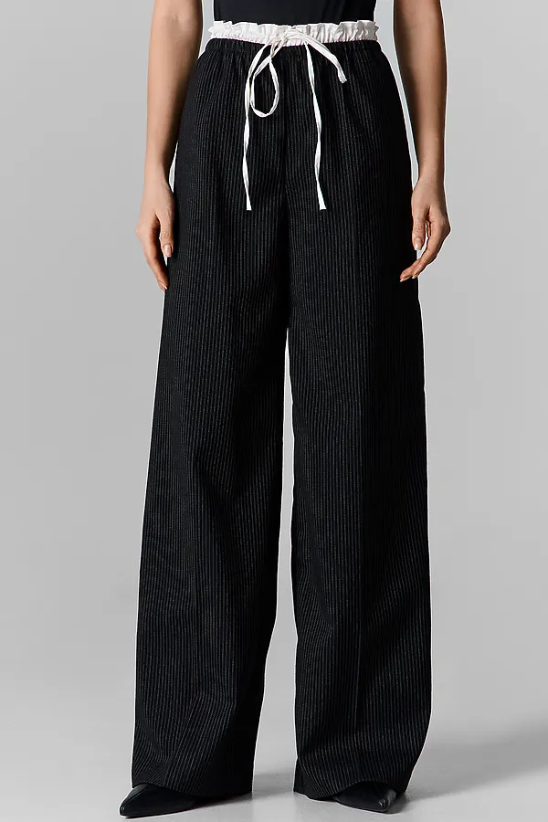 Брюки женские (осенне-зимний ассортимент) MARK FORMELLE, полоска на черном - фото 2