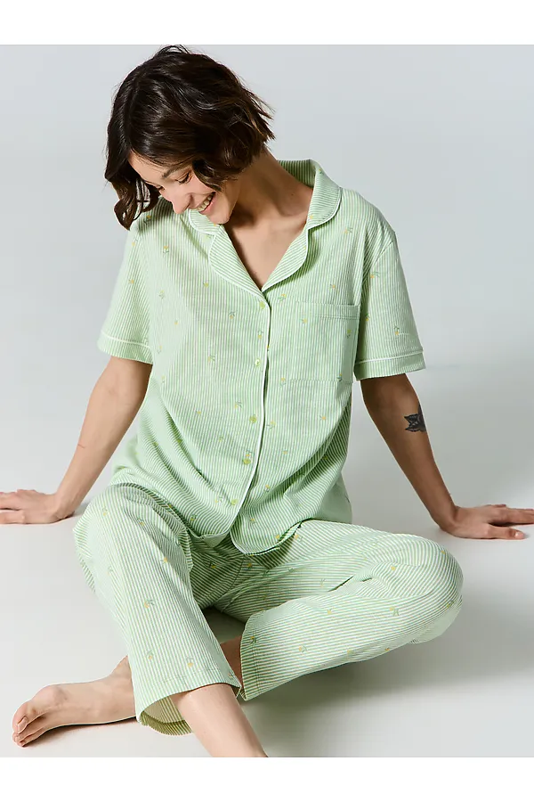 Костюм женский (жакет, бриджи) MARK FORMELLE, цветы на зеленой полоске - фото 2