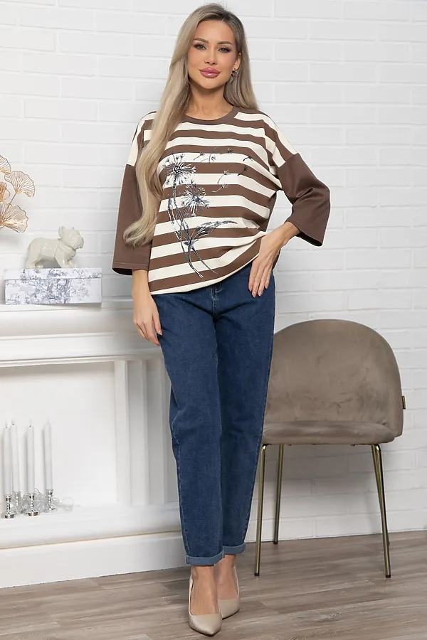 Блуза Джорджианна LADY TAIGA, бежево-коричневая - фото 2