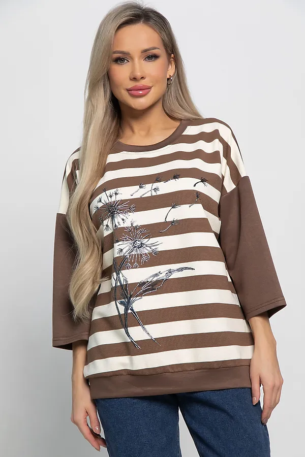 Блуза Джорджианна LADY TAIGA, бежево-коричневая - фото 2