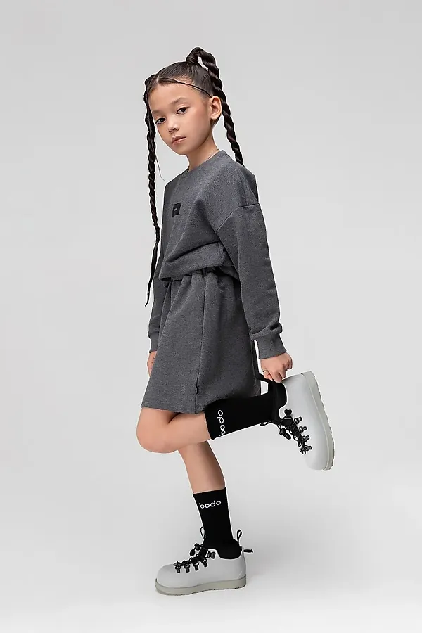 Костюм футболка + юбка.  BODO, темно-серый меланж - фото 2