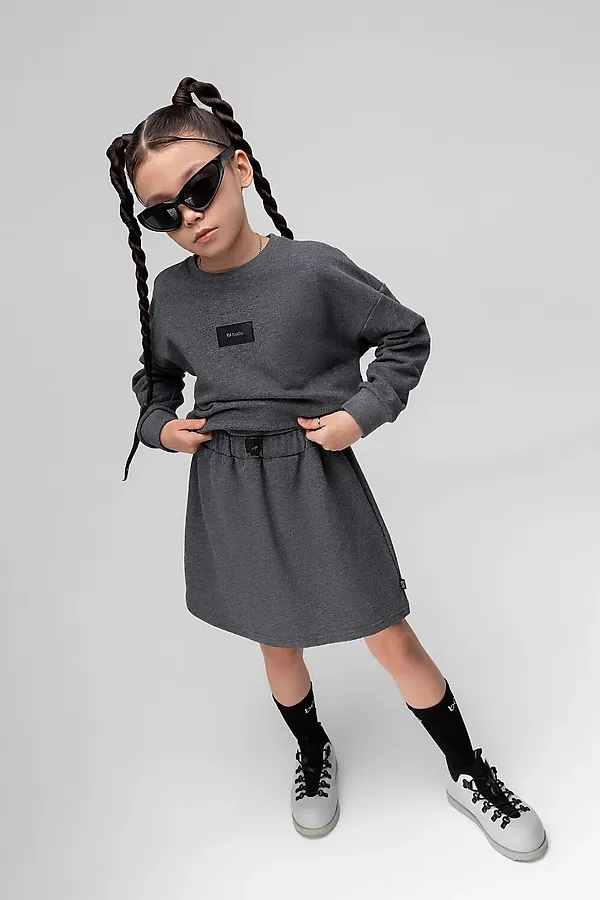 Костюм футболка + юбка.  BODO, темно-серый меланж - фото 2