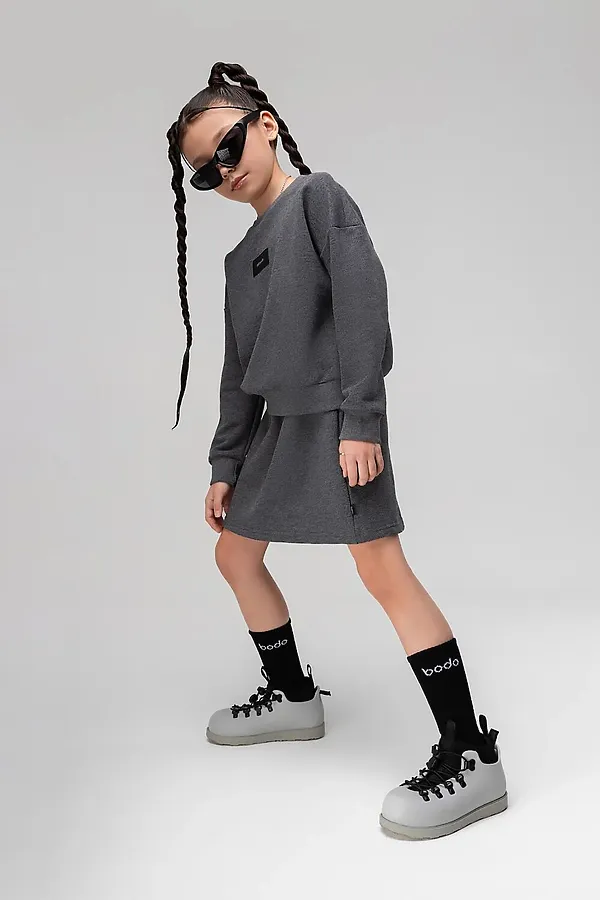 Костюм футболка + юбка.  BODO, темно-серый меланж - фото 2