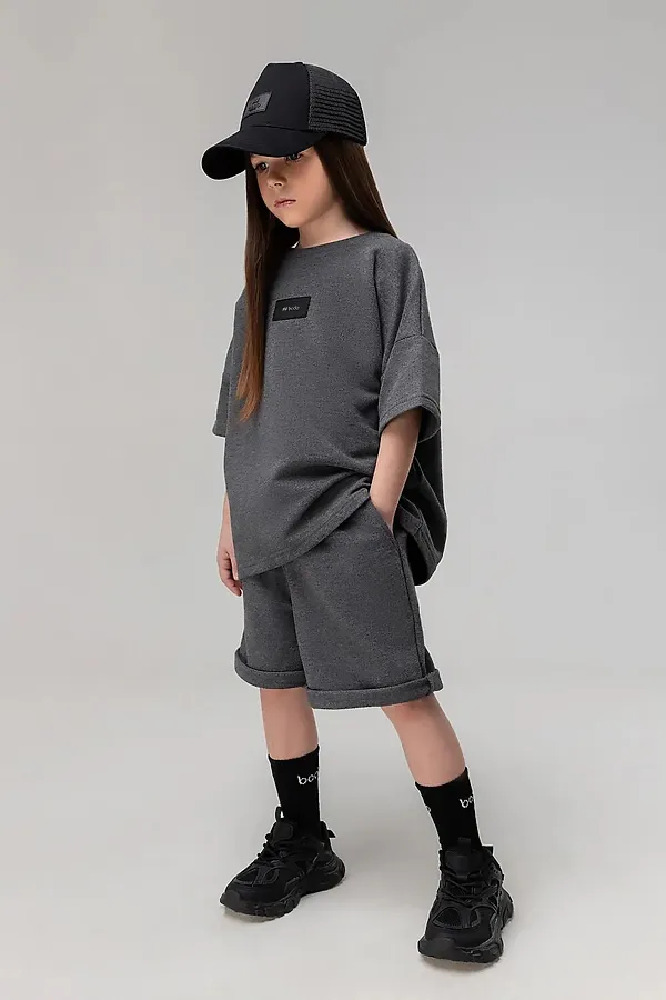 Костюм (Футболка+Шорты) BODO, темно-серый меланж - фото 2