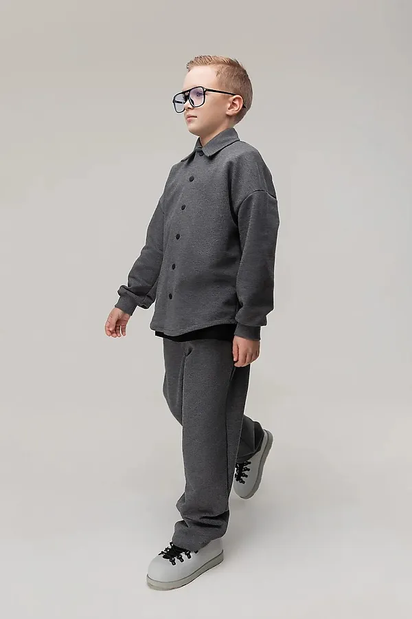 Костюм (Рубашка+Брюки) BODO, темно-серый меланж - фото 2