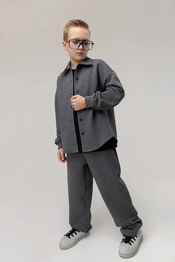 Костюм (Рубашка+Брюки) BODO, темно-серый меланж - фото 2