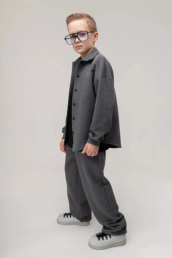 Костюм (Рубашка+Брюки) BODO, темно-серый меланж - фото 2