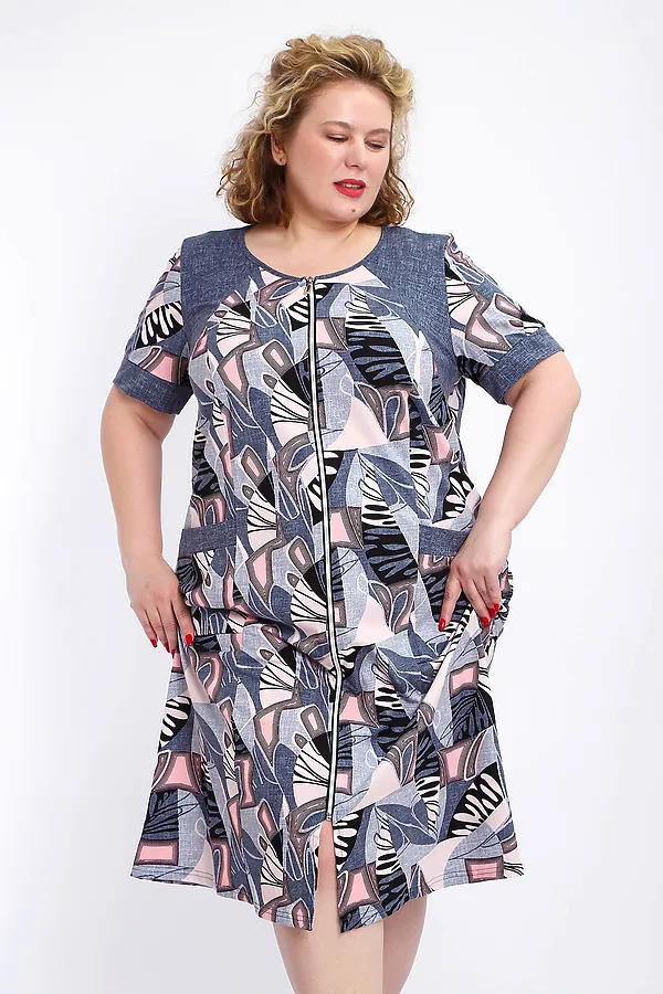 Халат 004 домашний НАТАЛИ, розовый веер - фото 2